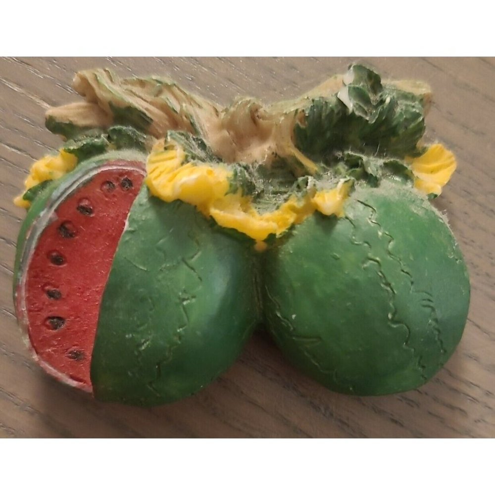 Watermelons on stem vintage wooden refrigerator magnet